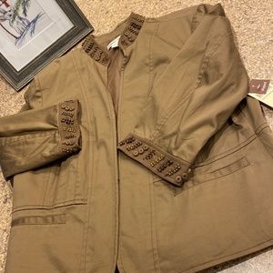 NWT Coldwater Creek Brown Shaped Bead Detailed Jacket Misses 16